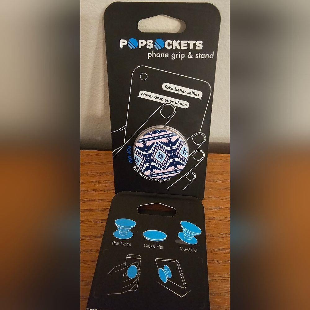 PopSocket Blue, Pink and White Geometric Phone Grip And Stand - Thunderbird
